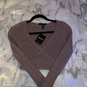 Purple knitted sweater crop top